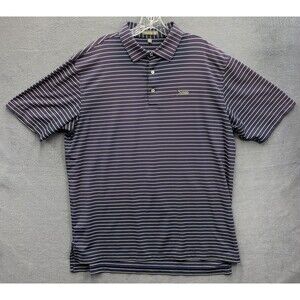 Peter Millar Mens Polo Shirt Summer Comfort Purple Striped  Dunes Club Golf XL